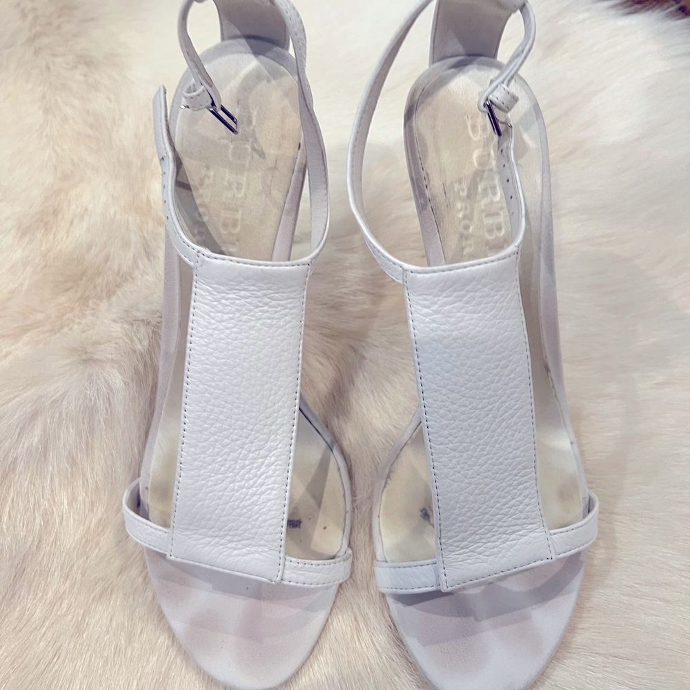 BURBERRY Prorsum White Lthr Heels, size 38